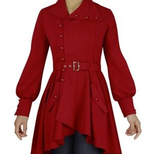 Asymmetrical Flared Hi Lo Belted Bow Jacket M
